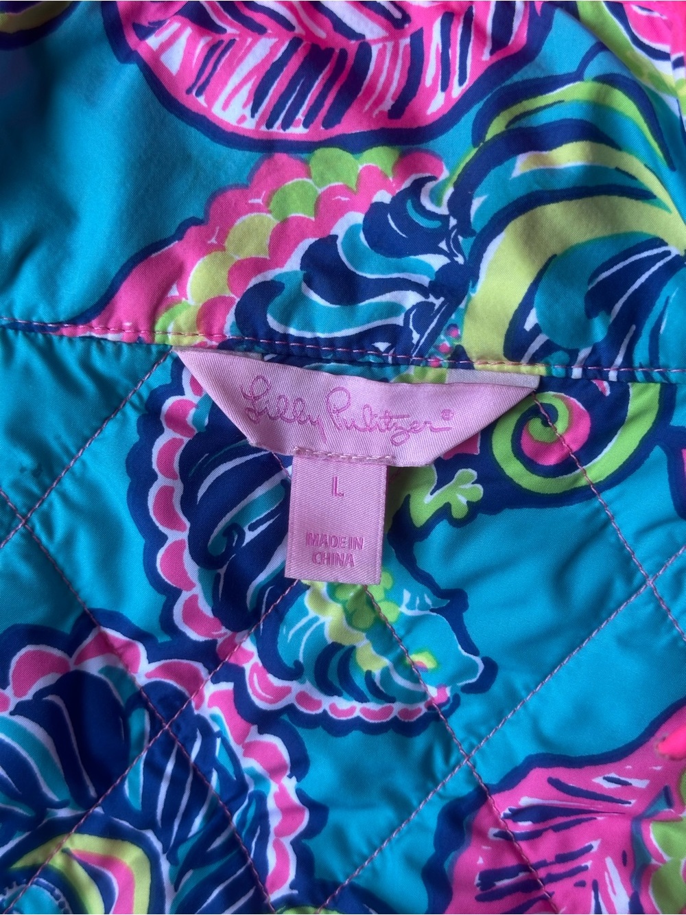 Lilly Pulitzer Blake Quilted Puffer Vest Hot Pink L - Picture 11 of 16